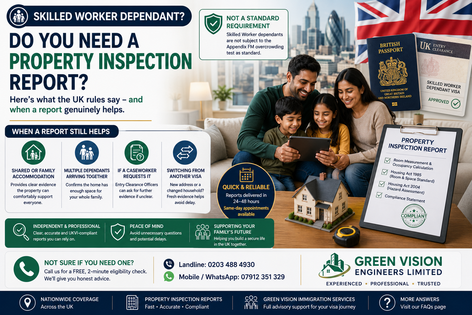 Property Inspection Report for a Skilled Worker Dependant